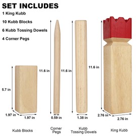 Juegoal Kubb Backyard Game Set, Wooden Block Tossing Game Set with Carrying Bag, Outdoor Games for Yard Garden Lawn Kids Teenagers Adults Family