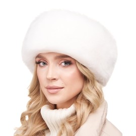 Futrzane Siberian Headband - Fur Headband Women - Winter Ear Warmers Fur - Size XL, White Siberian