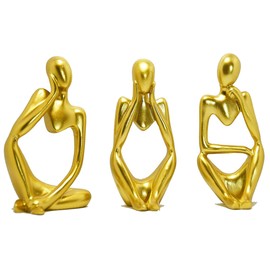 3 Pieces Thinker Sculpture Decoration Modern Living Room Sculpture Decoration Living Room Statue Bookshelf Decoration for Shelf, Table Decoration Office Decoration Home Modern Sculpture, Figures