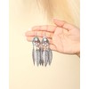 Jessica Simpson Three Feather Dangle Earrings for Women, Oxidized Silver-Tone