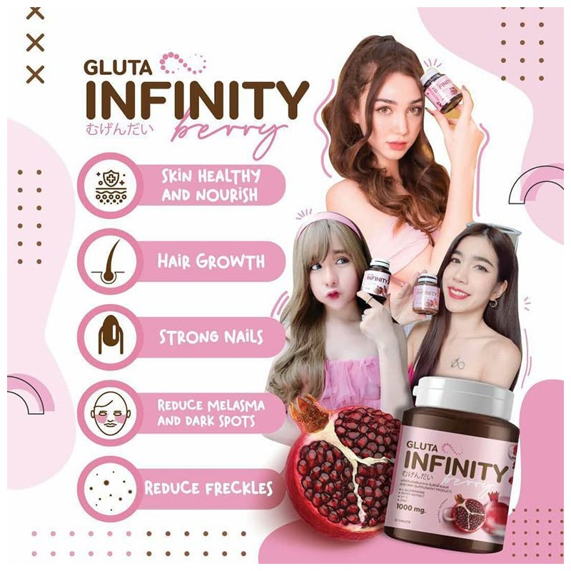 Gluta Infiniy 1000mg L-Glutathione Supplement Tripeptide Fish Collagen L-Glutamine Ascorbic