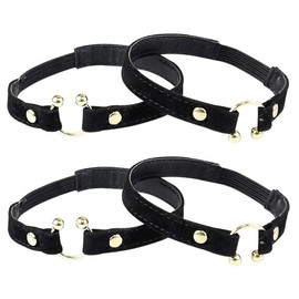 CAREOR Pack of 4 Width 1 cm Women's Leather High Heels Beam Shoelaces with Metal Buckle, Adjustable Shoe Strap, Strap Removable Shoe Loop, Circles, Anti-Loose Cross, Firm Shoe Tie Belt, black