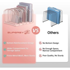 SUPEASY File Organizer 5 Section Mesh Desktop Upright File Sorter Pink