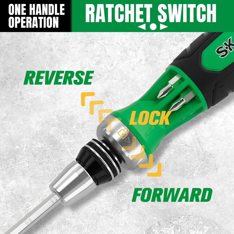 SK 22-in-1 Ratcheting Screwdriver with Nut Drivers, 216-P Multi-bit Screwdriver,