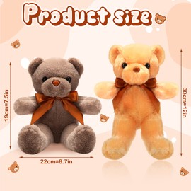 30 Pcs Operation Christmas Plush Bears Bulk Plush Bear Stuffed Animals with Bow Tie Bear Toys for Birthday Baby Shower Graduation Christmas Party Favor Gift (White, Light Brown, Beige, 12 Inch)