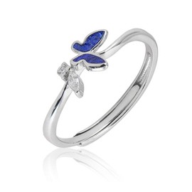 BPTRKOM 1 Stück Schmetterlings-Angstring für Frauen - Sterlingsilber, Zappelring, Spinnerring, offener, verstellbarer Zirkonia-Ring, Schmuck, für Frauen und Mädchen