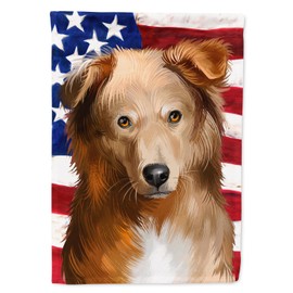 Caroline's Treasures CK6418GF Basque Shepherd Dog American Flag Garden Flag Mailbox Flag Decorative Yard Flag Banner Outside Patio Artwork Yard Flower Beds, Garden Size, Multicolor