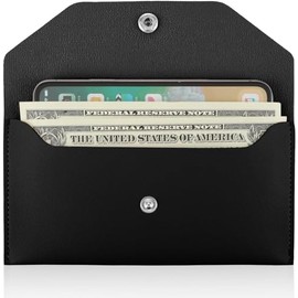 1 Pc Black Classic Cash Envelopes Bag, Money Bag Pouch PU Leacher Wallet Envelope, Reusable Budget Envelope for Wedding Birthday Graduation