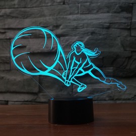 3D Play Volleyball Night Light 7 Color Change LED Table Desk Lamp Acrylic Flat ABS Base USB Charger Home Decoration Toy Brithday Xmas Kid Children Gift