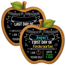HEYINSHEN First and Last Day of School Chalkboard Reusable First Day of School Sign Apple Shaped Schools Chalkboard Last Days of Schools Sign Decoration for The New Student Registration Photo Props