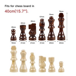 HUIOP 32pcs Wooden Chess Pieces - Fits 40cm Board - 2 Players, Ages 12+