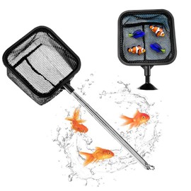 QIRUIRED Aquarium Fish Net 2 in 1, Stainless Steel Fine Mesh with Adjustable Handle, Small Tank Breeder Separator & Catcher Net for Shrimps, Fry, Debris Cleaning
