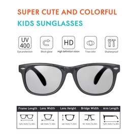 Flexible Kids Sunglasses Polarized Toddler Sun Glasses for Baby Boys and Girls Shades UV400 Protection with Case Age 2-8 (Black+Yellow/Blue)