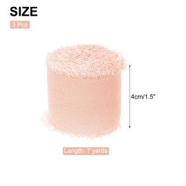 Sourcing Map Chiffon Ribbon, 1.5" x7 Yard Silk Peach Tulle Satin Fabric Ribbon for Gift Wrapping Invitations Bridal Bouquets, Pack of 3