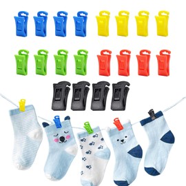 Pack of 40 sock clips for washing machine and dryer, sock clips, clothes pegs, sock holder, colourful sock clips, sock tensioner, sock sorter, socks washing organiser for organising, drying