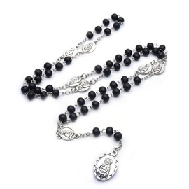 Wooden Rosary Necklace for Women Catholic Rosary Beads with Cross Pendant Prayer Jewelry Religious Gifts for Travel and Daily Faith