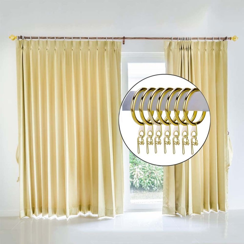 WUBAYI 50 Set Metal Brass Curtain Rings and Hooks, 30mm