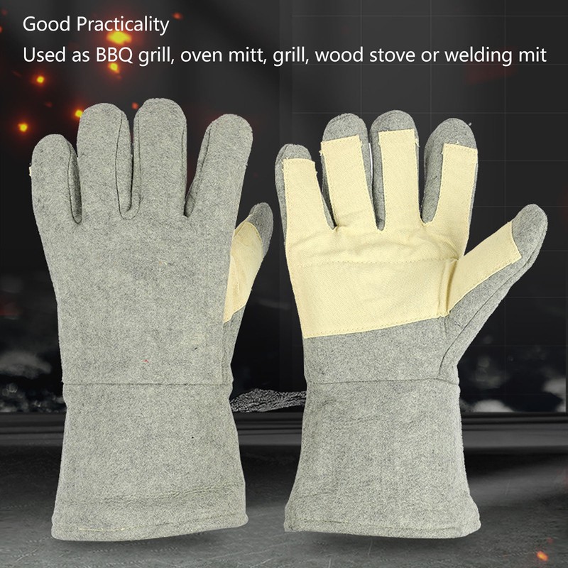 1 Pair Heat Resistant Gloves Separate Fingers Hot Proof Mitts