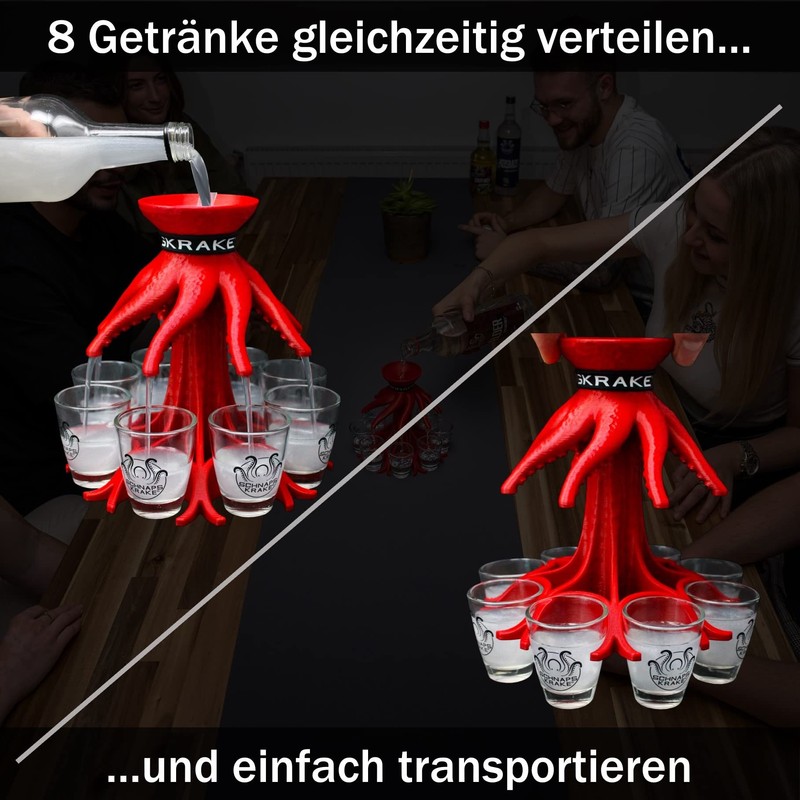 Schnapskrake ® - Das Original - Getränkeverteiler für 8 Personen