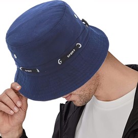 TREENEST Sombrero de Sol para Hombre y Mujer,Sombrero de Sol de Playa de Viaje de Verano,Sombrero de Pescador de Color Sólido,Sombrero Unisex Plegable,Protector Gorro Pescador Anti-UV UPF 50+,90005BL