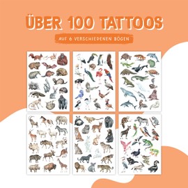 Papierdrachen 100 Particularly Skin-Friendly Children's Tattoos – Animals of the World – for Children – for Boys and Girls – Tested & Made in Germany – Set 26