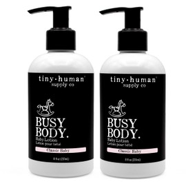 Tiny Human Supply Co Busy Body Baby Lotion 8oz, 2 Pack, Classic Baby, Natural Ingredients, No Added Dyes, Parabens or Phthalates