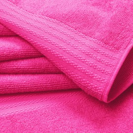 GLAMBURG Ultra Soft 8-Piece Towel Set - 100% Pure Ringspun Cotton, Contains 2 Oversized Bath Towels 27x54, 2 Hand Towels 16x28, 4 Wash Cloths 13x13 - Ideal for Everyday use, Hotel & Spa - Hot Pink