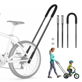 Rolitwils Upgrade Bike Training Handle - Extended 27"-33" Multi-Position Adjustable Children Bike Trainer Balance Push Bar for Kids Learning to Ride (4-Level Height Settings)