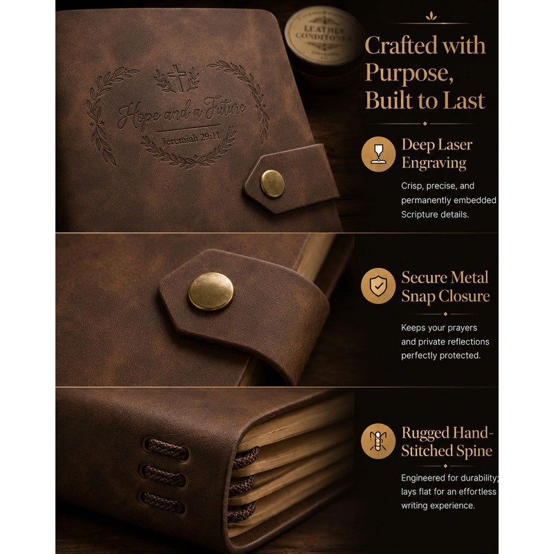 AWEZO Leather Journal, Jeremiah 29:11 Cover, A5