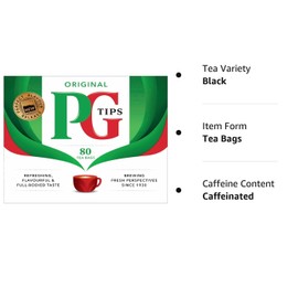 PG Tips 80 Non-Pyramid Teabags Box (Pack of 6)