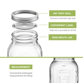 Wide Mouth 64 oz Mason Jar with Lids and Bands Bundled with, KangarooBands Jar Opener, and Package Of Jar Labels | Canning, Fermenting, Pickling, DIY Decors Projects (Half Gallon)