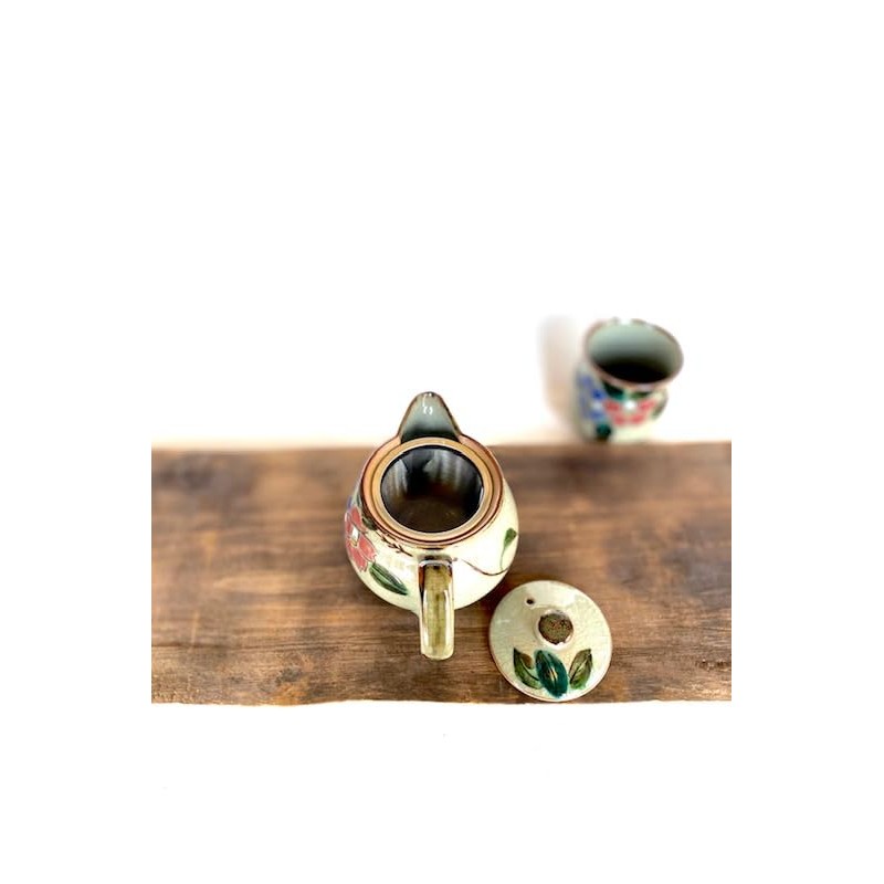 Kutani [Teapot/Teapot] Large Combi Mountain Tea Flower [Back Picture]