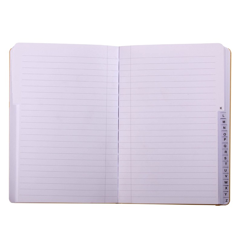 A5 Index Notebook Hardback Leatherette Cover 8mm Ruled Margin A-Z