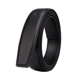 BIGHAS Men's Belt, 1.2 inches (3.0 cm), Pin Type, Business Buckle, Genuine Leather, Suit Belt, Adjustable Size, Casual, Large Size, solid black
