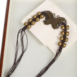 Bohemian Style Hat Band for Cowboy Hat Adjustable Butterfly Charm Fedora Panama Strap Belt Replacement Hat Jewelry for Women Men Cowgirl Straw Beach Cap, Bronze