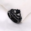 ringcrown Bridal Sets Black Gold Plated Heart Black Cz 2pcs