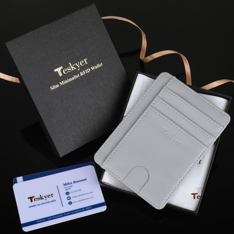 Teskyer Mini Wallet Men's Small Card Case, PU Leather Slim