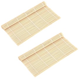 hioseyre 2 Pcs Bamboo Sushi Mat,Sushi Roller Mat,Sushi Making Mat Kit,Bamboo Rolling Set,Beginner DIY Sushi Roller Mold Making Assistant (24 * 23cm)