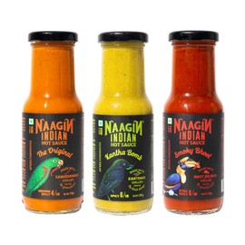 NAAGIN Indian Hot Sauce Combo (Original x 1, Kantha x 1, Bhoot x 1) Pack of 3 (230g X 3 = 690g)