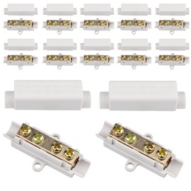 Pack of 12 Wire Connectors, Brass Wire Connectors with Double Screws, 1000V 100A Terminal Block Kit, Butt Wire Terminal Block, Suitable for 2.5 to 16mm² Wire for Ceiling Lights, Switch, Ammeter