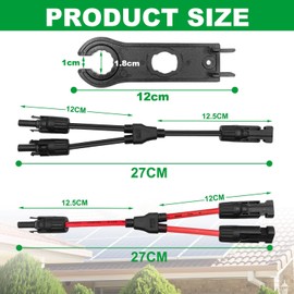 Sekesoer Solar Y Connector 1 Pair Solar Cable Y Splitter 6 mm², Sekesoer Solar Y Cable, Photovoltaic Y Plug, Solar Panel Plug Adapter, for Solar System Ready to Plug (Red + Black)