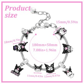HQRKOTM Kuromi bracelet, Sanrio bracelet, Kuromi bracelet, Kuromi pendant jewellery bracelet, Kuromi girls' bracelets, children, Kuromi glittering charm bracelet, gift for girls