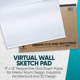 Koala Tools 1594893 Sphere Grid 40 Sheets Sketchpad 5 Point Perspective, 8.5 x 8.5 in.