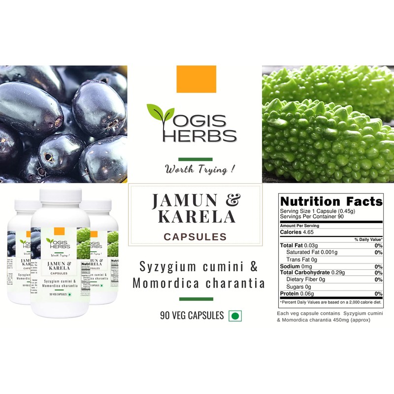 YOGIS HERBS Jamun & karela Capsules (Syzygium cumini & Momordica