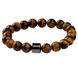 THE MEN THING AZURITE ATMOSPHERE - Beads Bracelet with Natural Stone - 7 inch Stretch Bracelet, 7 inch, Gemstone, Lava Stone