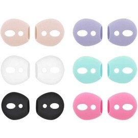 Ear Cover Ear Tips for Air Pods Headphones, BLUEWALL Ultra Thin Fit in Charging Case Earbud Covers for Air Pods 1 & Air Pods 2, 6 Pairs, White Black Pink Purple Gold Green
