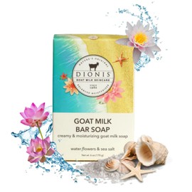 Dionis Goat Milk Water Flowers & Sea Salt Scented Hand and Body Soap Bar, Hydrating Moisturizing Wash for Sensitive Skin, Gentle Lasting Hydration, Cruelty Free, Paraben Free, Made in the USA, 6 oz