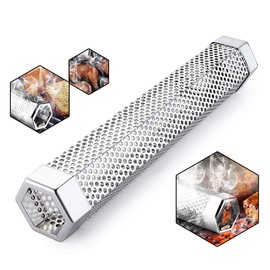 Pellet Smoker Tube for Grilling, 12 inches Premium Stainless Steel BBQ Wood Pellet Tube Smoker for Gas Charcoal Electric Grill or Smokers, Hexagonal