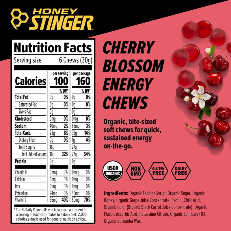 Honey Stinger Organic Cherry Blossom Energy Chew | Gluten Free