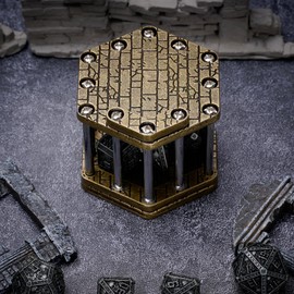 ASTRANOVA Metal Dice Jail - Tabletop RPG, Poker, DND - Decorative Game Rule Enforcer with Rustic Patina (Bronze)